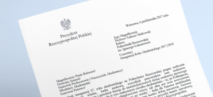 Prezydent RP i marszałek Sejmu z życzeniami dla Politechniki Rzeszowskiej