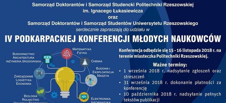 Zapraszamy do wzięcia udziału w IV Podkarpackiej Konferencji Młodych Naukowców